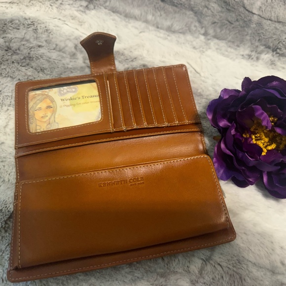 Kenneth Cole New York Bi-fold Brown Leather Wallet Checkbook Organizer - Picture 3 of 11